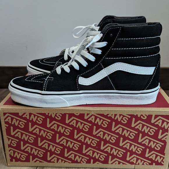 Black and White Sk8-Hi Vans Shoes - Picture 8 of 12